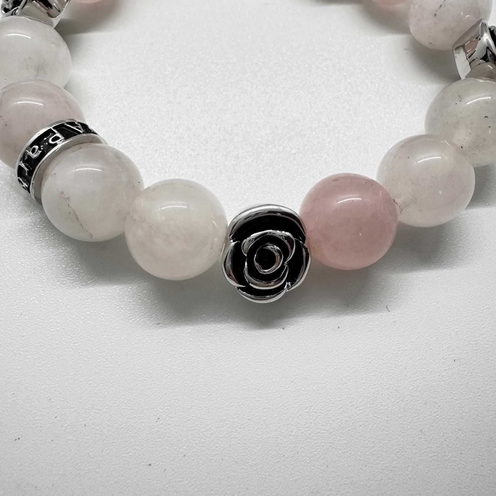 Rose Quartz Beaded Bracelet – Stretch Boho Healing Gemstone Jewelry