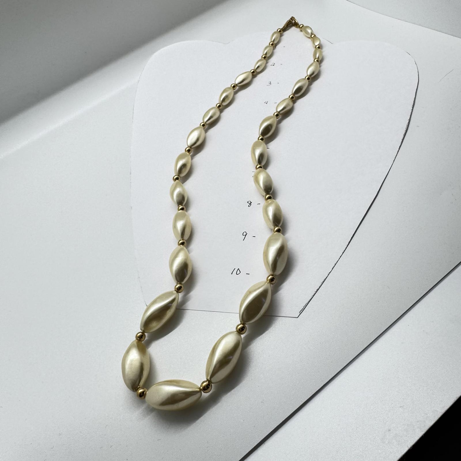Vintage Napier Faux Pearl Gold-Tone Necklace – Classic & Elegant Statement Piece