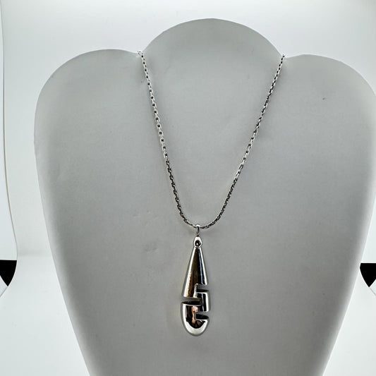 Stylish Monet Silver Tone Pendant Necklace