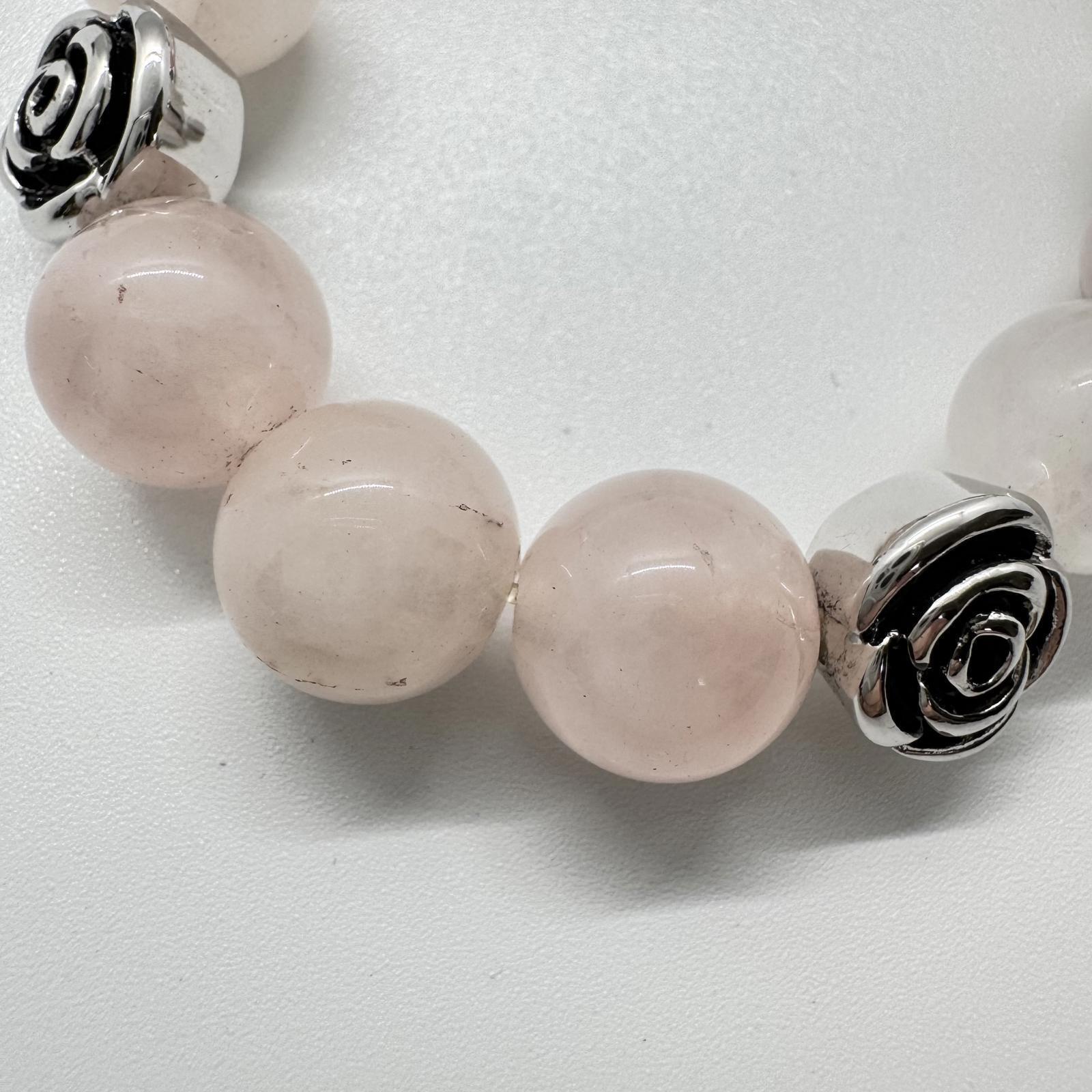 Rose Quartz Beaded Bracelet – Stretch Boho Healing Gemstone Jewelry