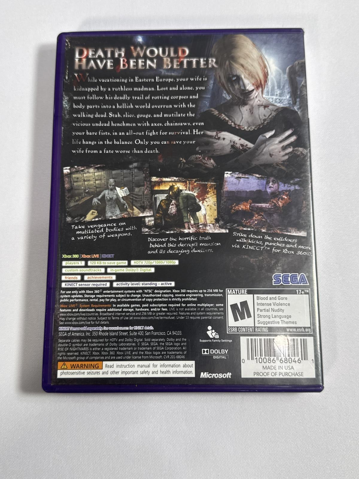 Rise of Nightmares for Xbox 360 - “Kinect Required”