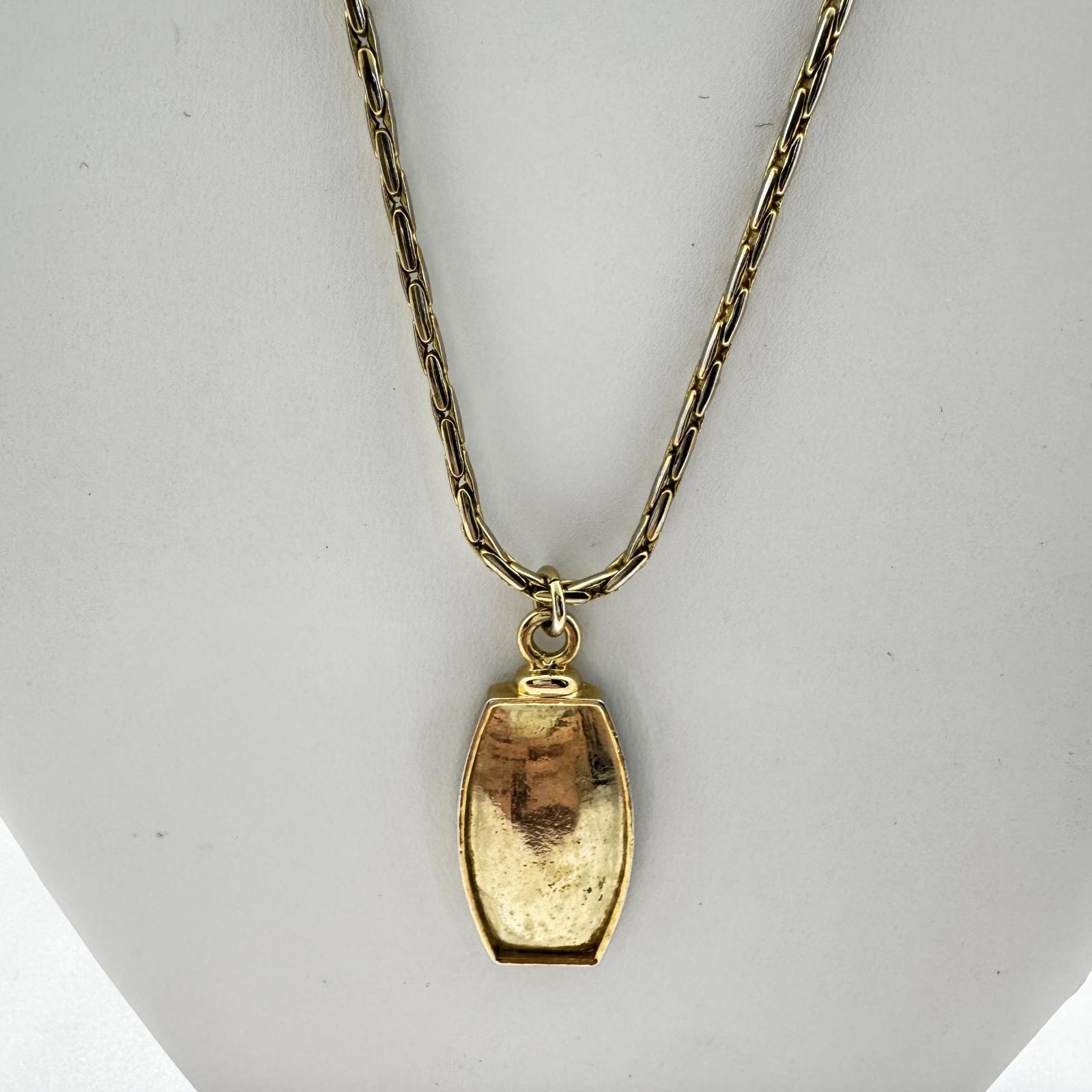 VTG Gold-Tone Pendant Necklace, Boho Chic Minimalist Artisan Geometric LC