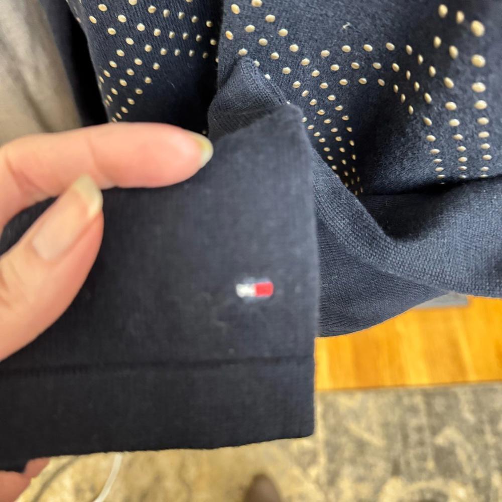 Tommy Hilfiger Gray Studded Women's Jersey Top L