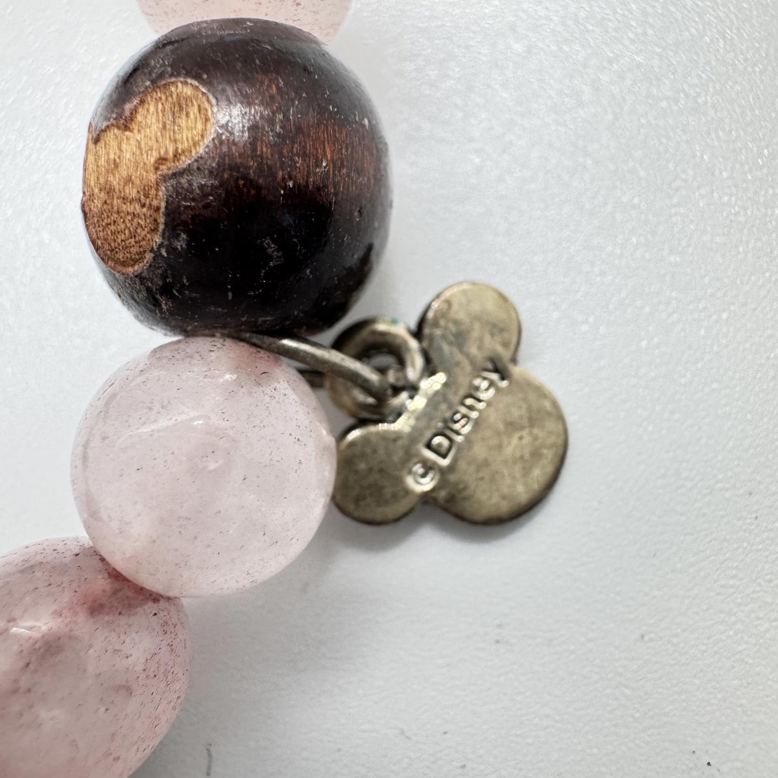 Disney Mickey Mouse Charm Bracelet - Elegant Pink and Brown Beaded Design