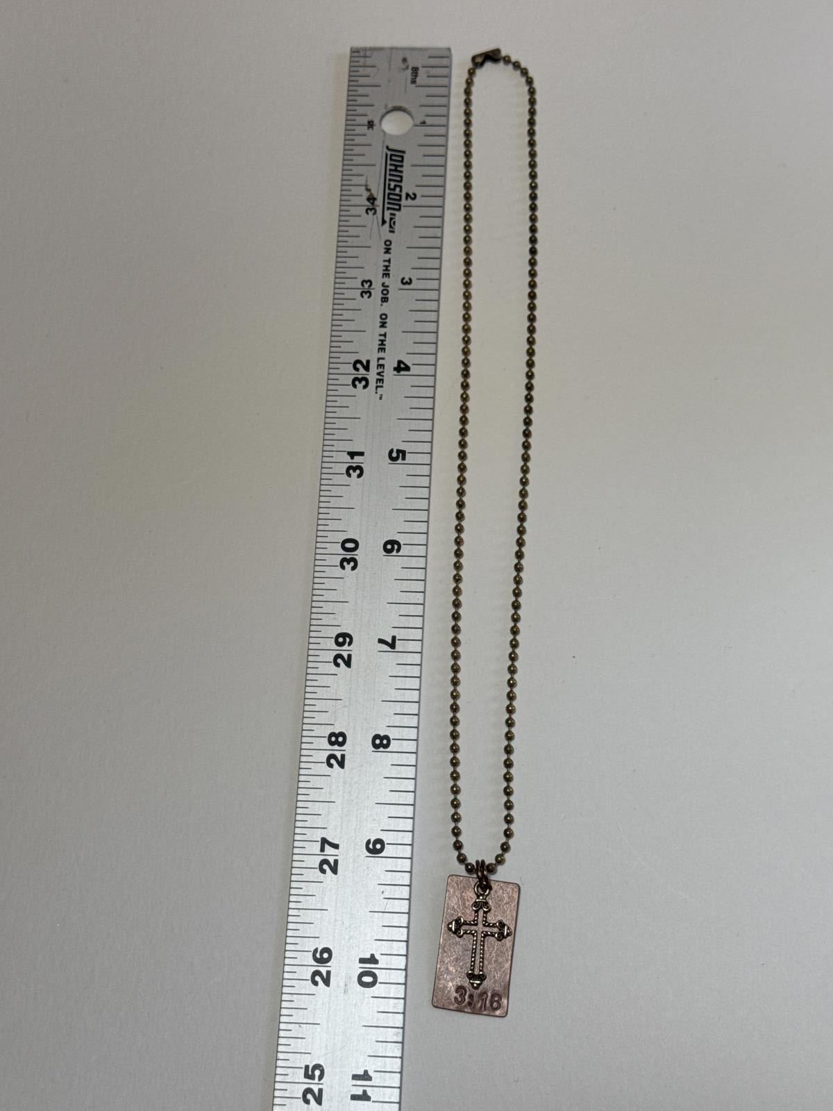 Rustic Copper Cross Dog Tag Necklace – Faith Pendant on Ball Chain