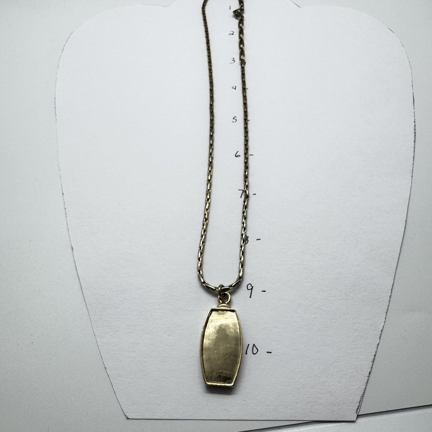 VTG Gold-Tone Pendant Necklace, Boho Chic Minimalist Artisan Geometric LC