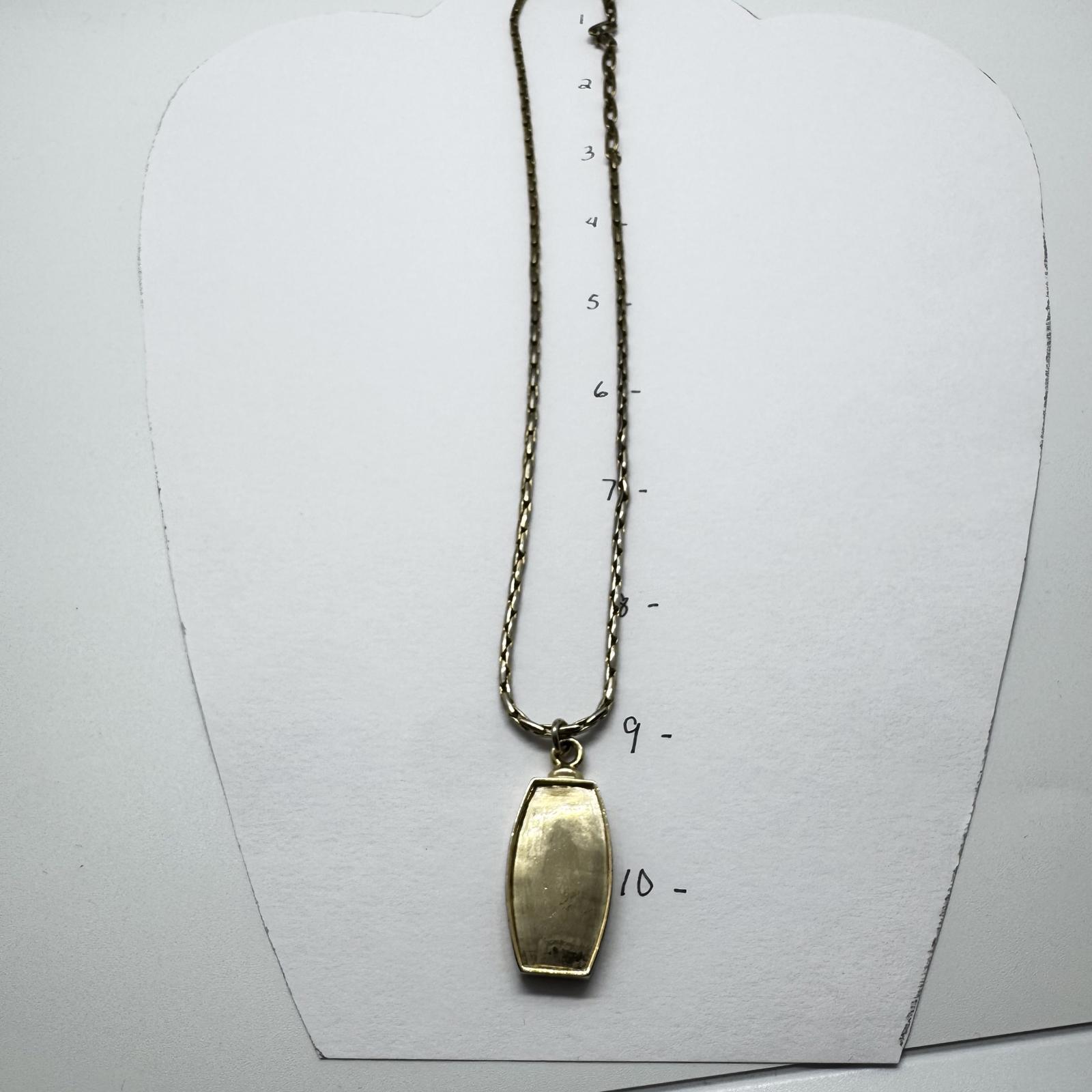 VTG Gold-Tone Pendant Necklace, Boho Chic Minimalist Artisan Geometric LC