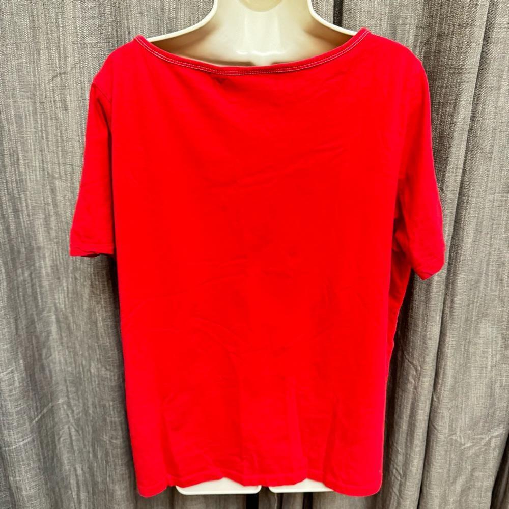 Karen Scott Red Short Sleeve Tee with American Flag Graphic 1X