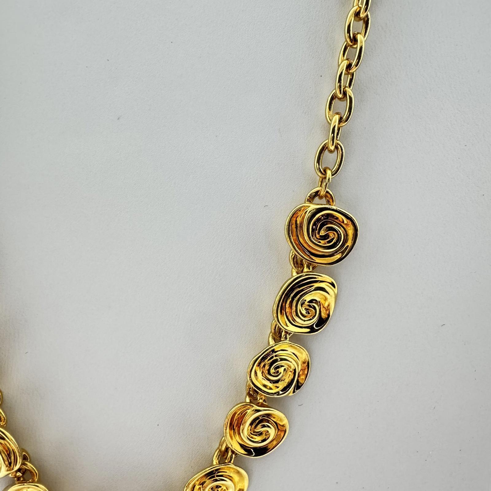 Vintage PD Crown Gold-Tone Necklace – Elegant Spiral Swirl Statement Jewelry