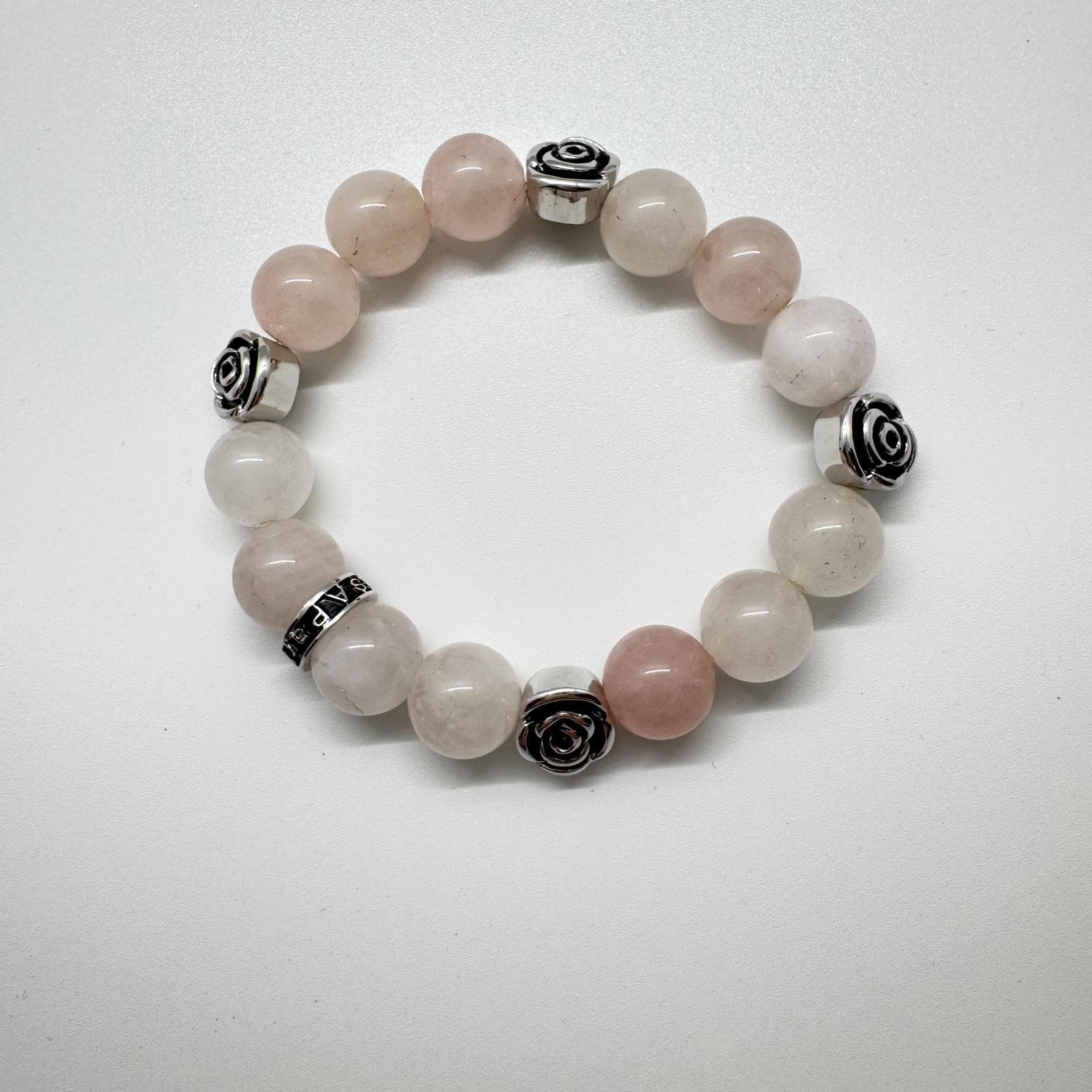 Rose Quartz Beaded Bracelet – Stretch Boho Healing Gemstone Jewelry
