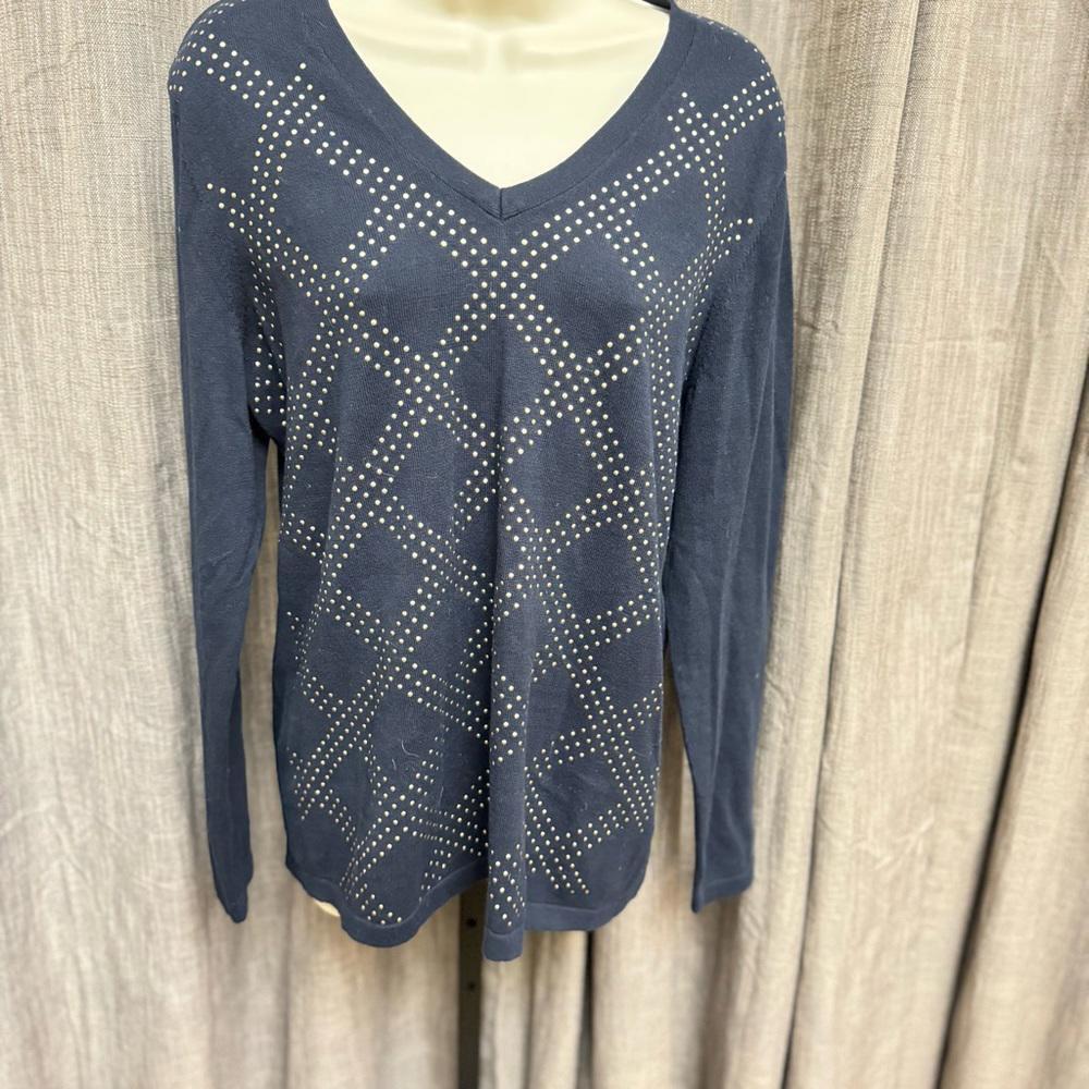 Tommy Hilfiger Gray Studded Women's Jersey Top L