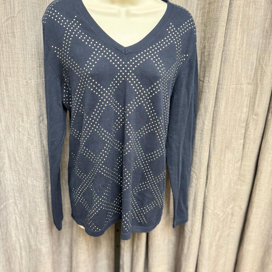 Tommy Hilfiger Gray Studded Women's Jersey Top L