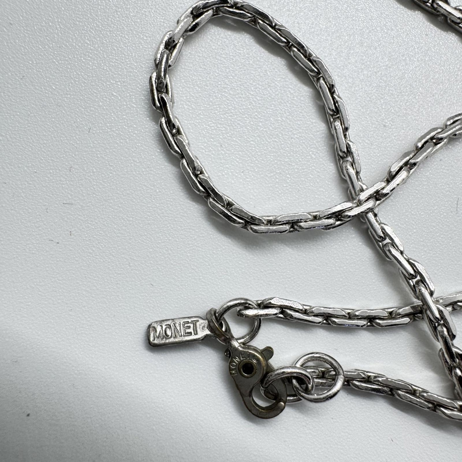 Stylish Monet Silver Tone Pendant Necklace