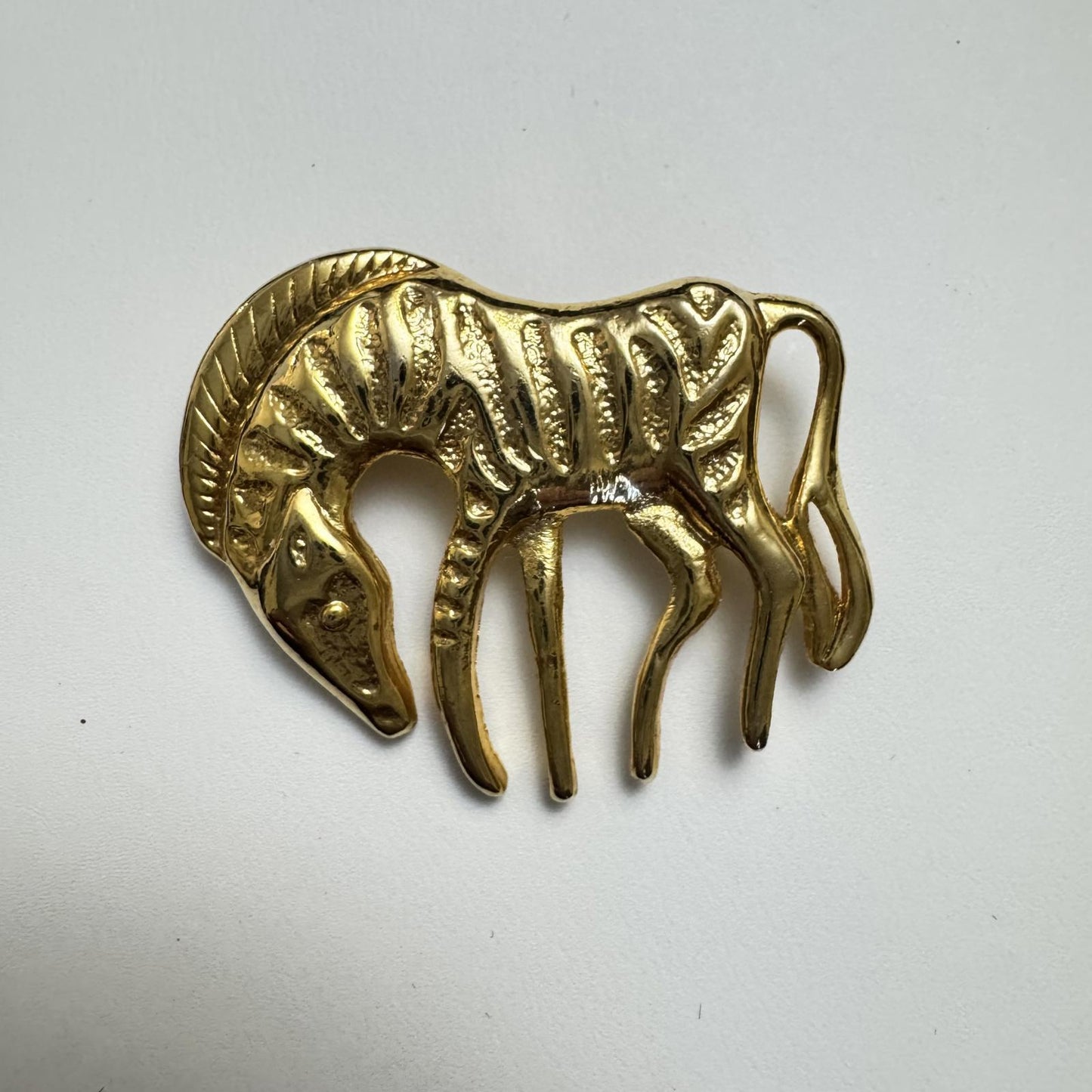 Vintage Gold Zebra Brooch – Safari Animal Statement Pin