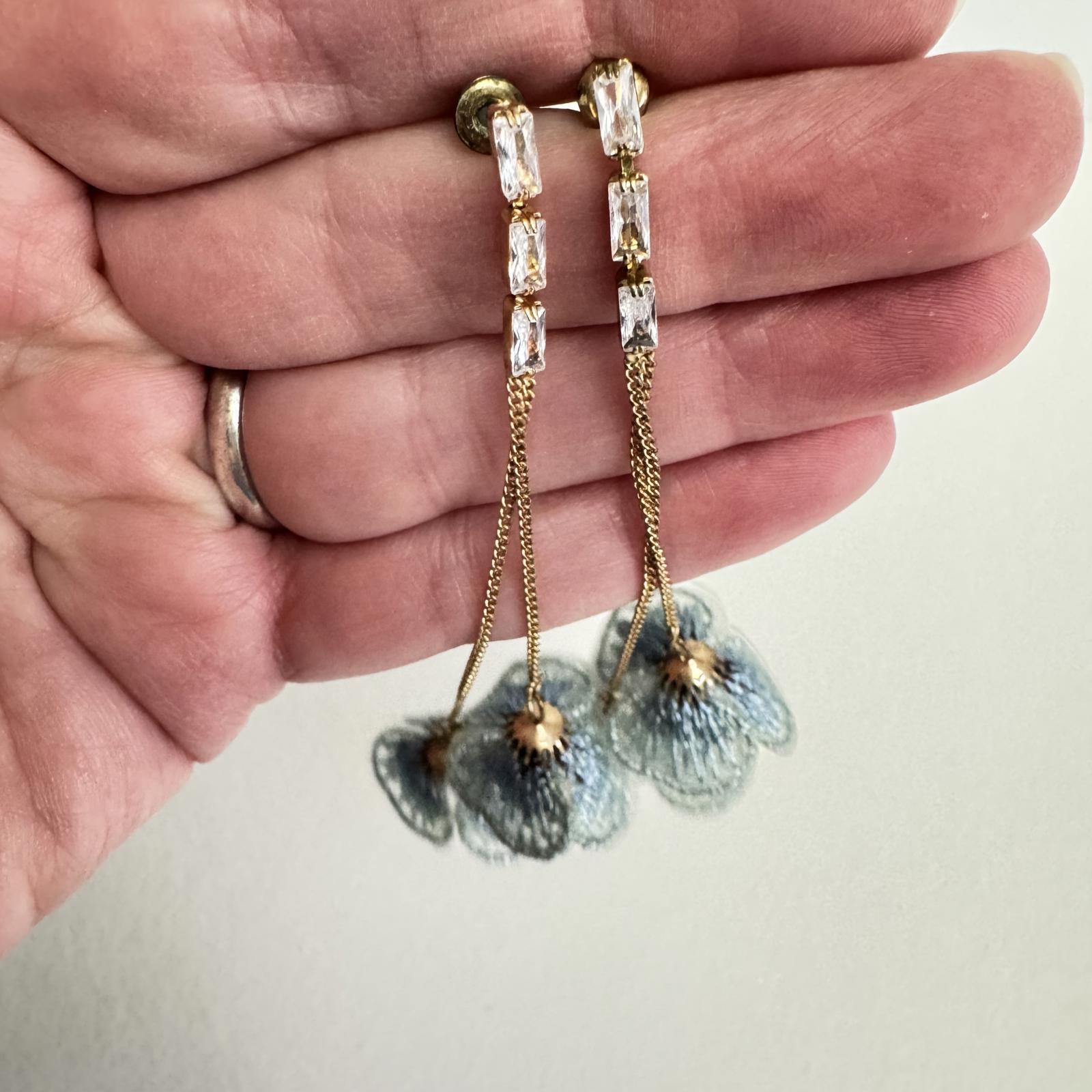 Gold-Tone Pearl Drop Earrings – Floral Dangle Wedding Jewelry