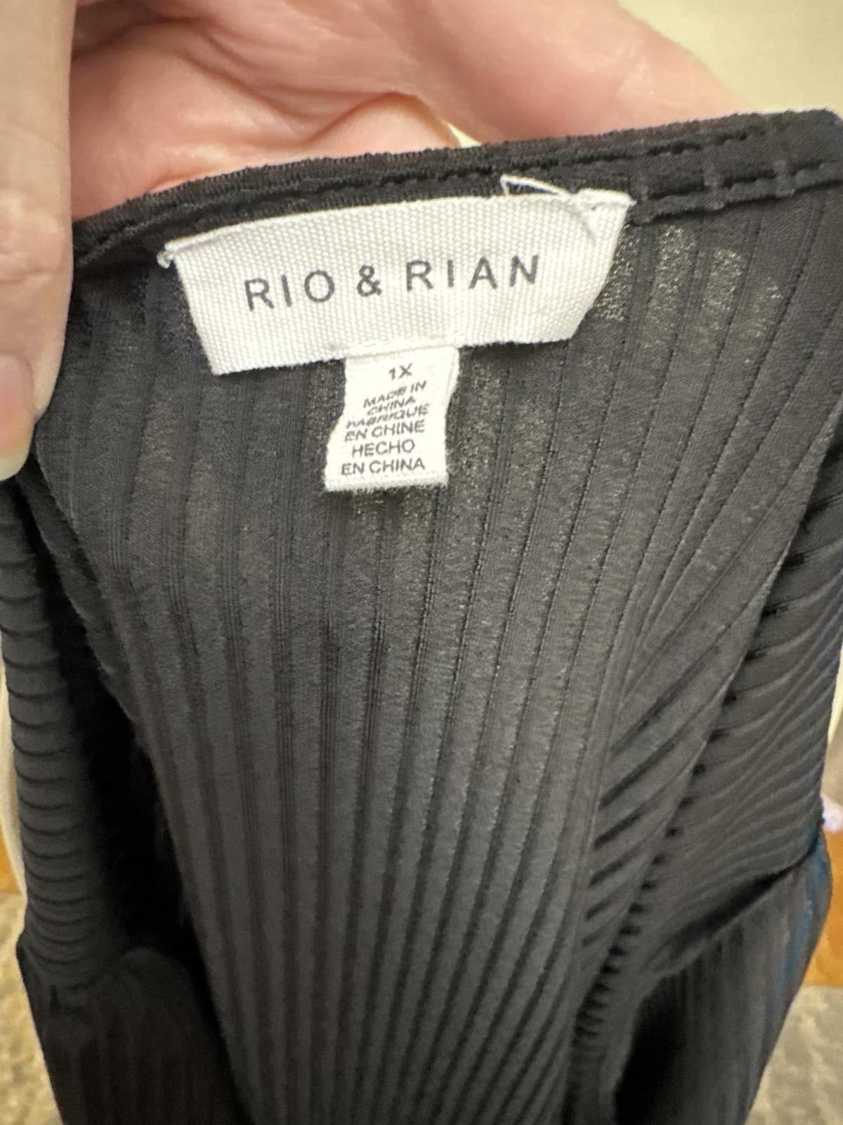 Stylish Ribbed Faux Black Wrap Top 1X