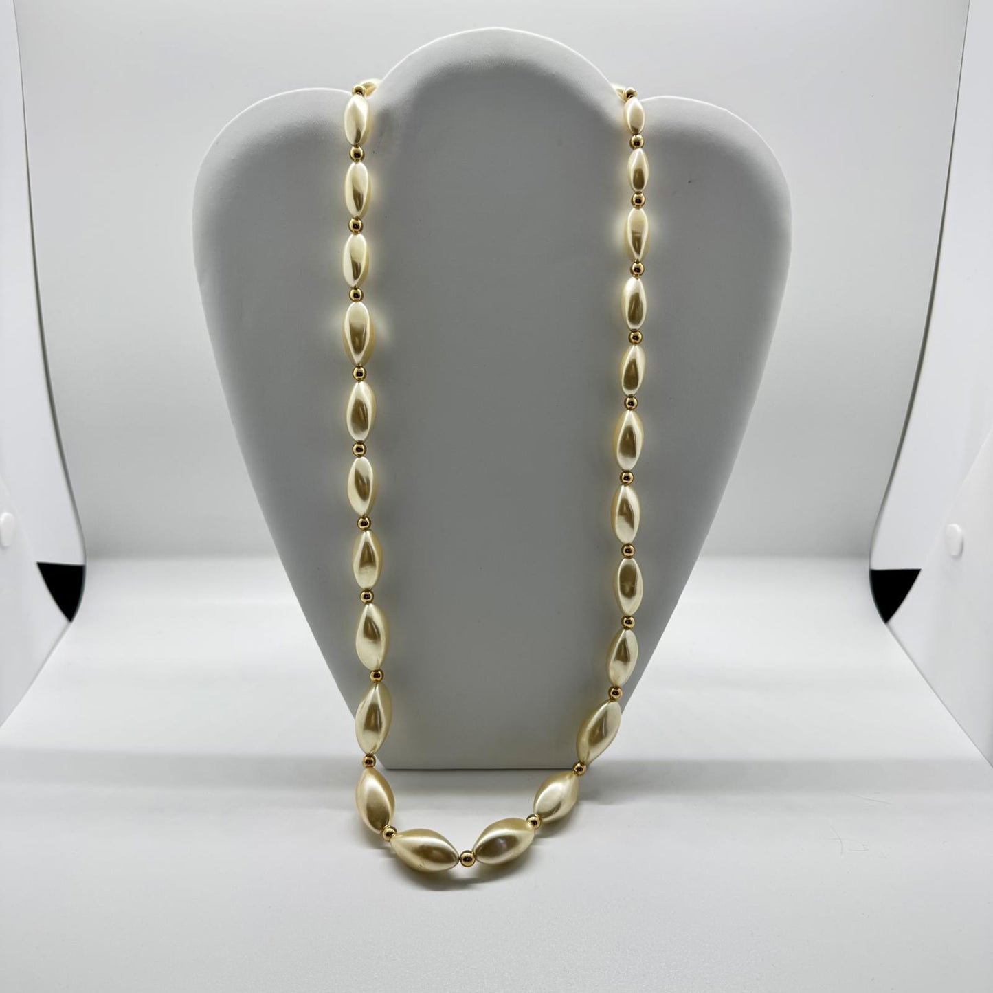 Vintage Napier Faux Pearl Gold-Tone Necklace – Classic & Elegant Statement Piece