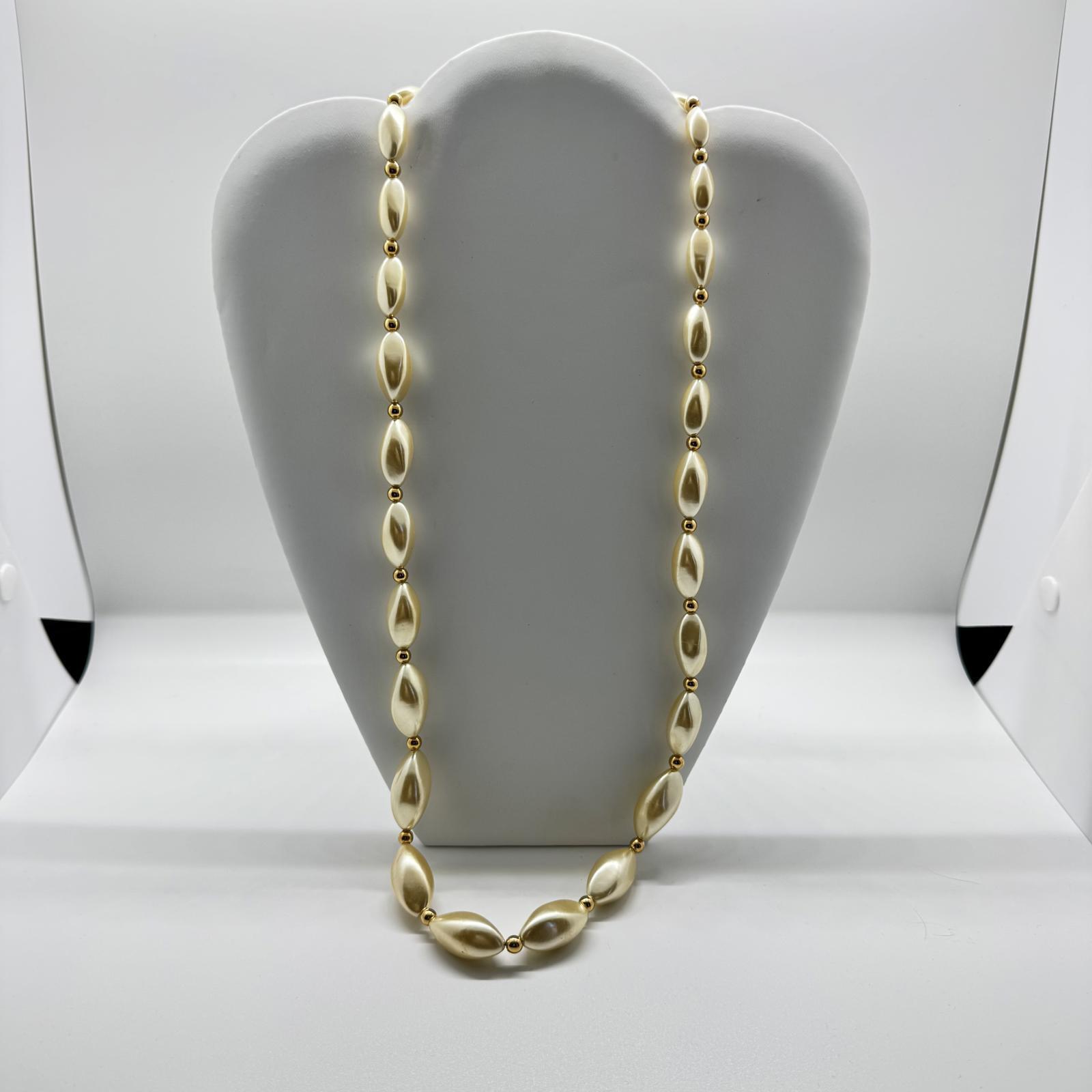 Vintage Napier Faux Pearl Gold-Tone Necklace – Classic & Elegant Statement Piece