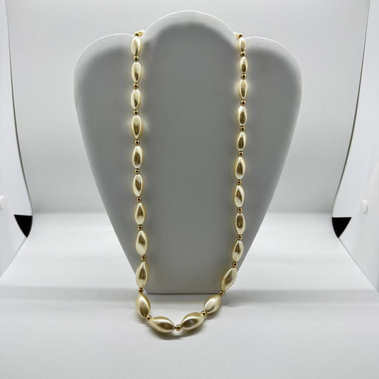 Vintage Napier Faux Pearl Gold-Tone Necklace – Classic & Elegant Statement Piece