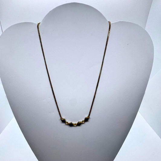 Vintage Sarah Coventry Gold-Tone Necklace – Black & White Faux Stone Accents