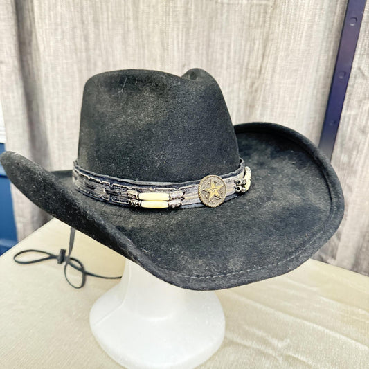 Bullhide Classic Black Cowboy Hat Size Med. 7-1/8