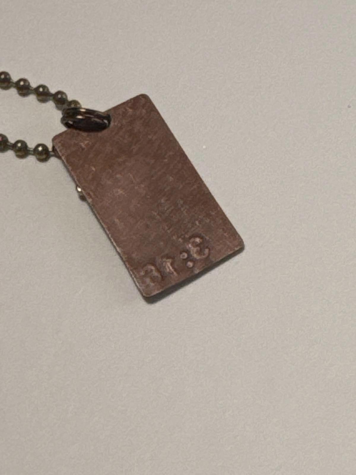 Rustic Copper Cross Dog Tag Necklace – Faith Pendant on Ball Chain