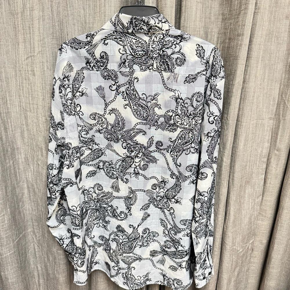 Mens Black and White Casual Button Down Shirt XXL