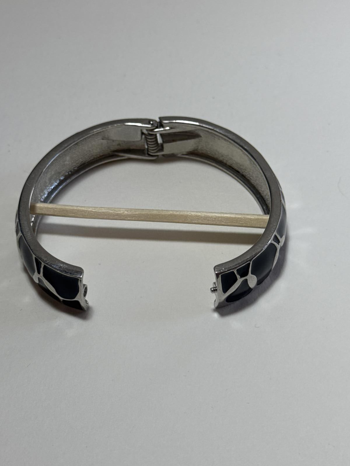 Stylish Black & Silver Geometric Bangle Bracelet