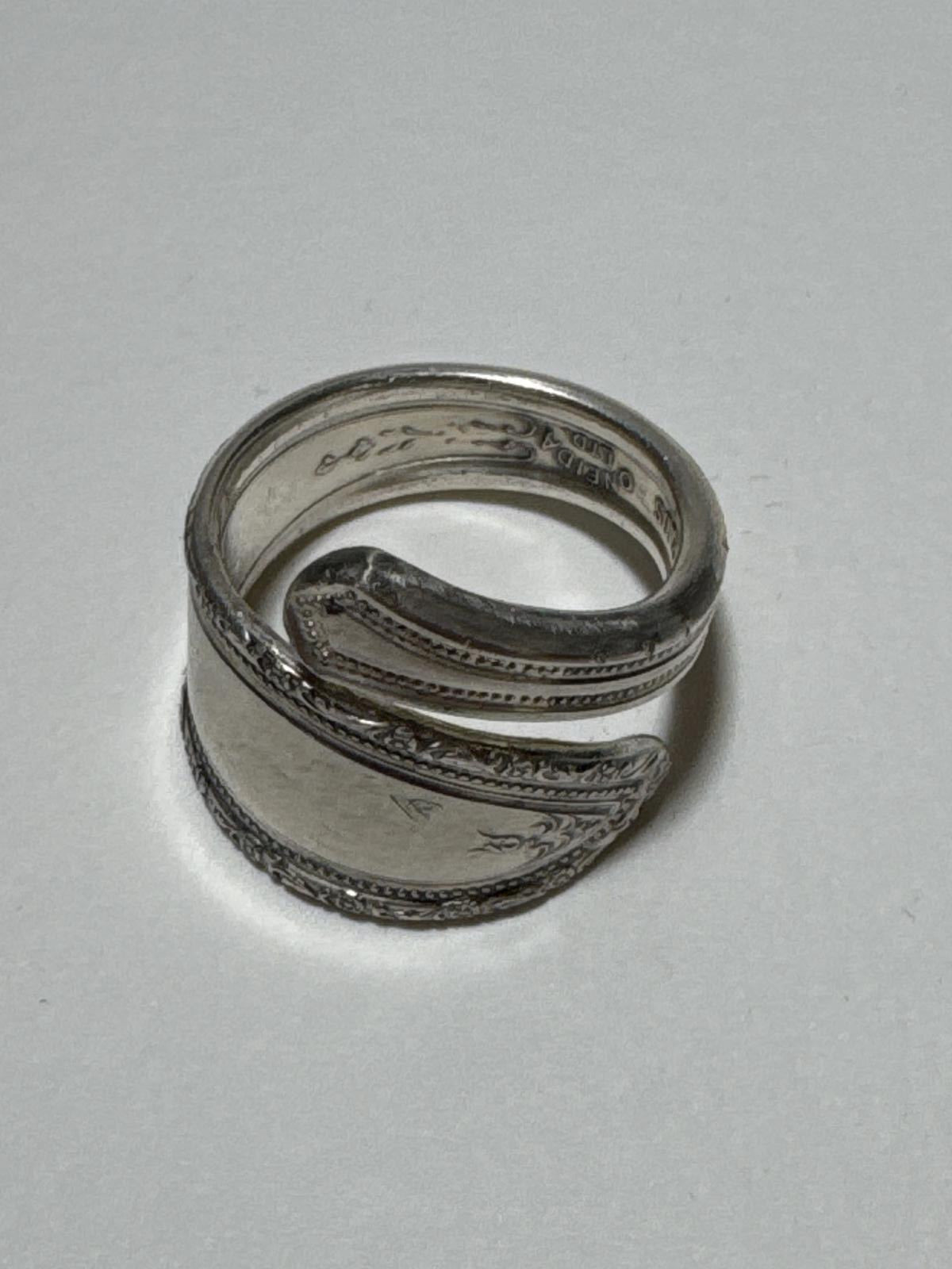 Stylish Vintage Silver Spoon Wrap Ring XL Size Ring Size 11