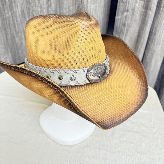 Stylish Fort Worth Stockyards Cowboy Hat Straw 7-1/8 approx