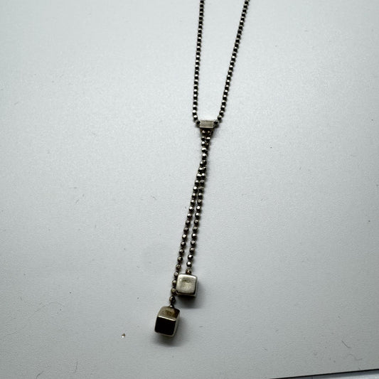 925 Sterling Silver Lariat Necklace, Italy, Elegant Y Drop
