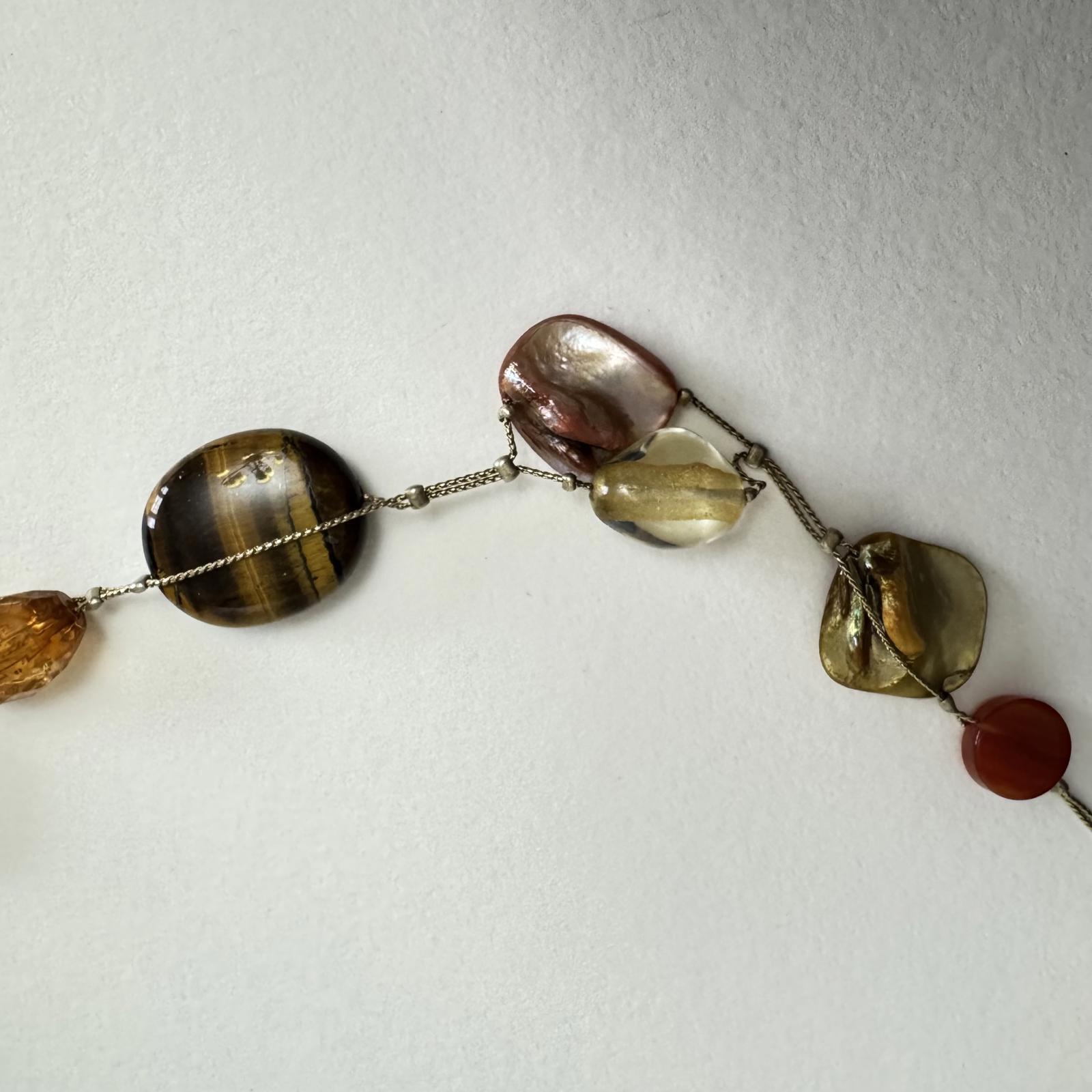 Boho Multi-Tone Beaded Necklace – Festival Jewelry Statement Necklace 