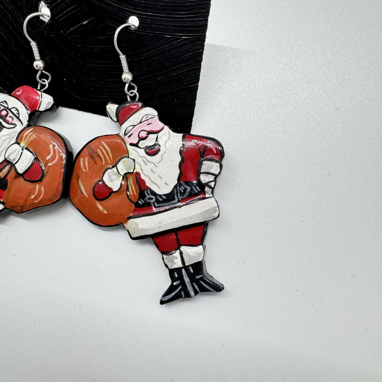 Handmade Santa Claus Boxing Earrings – Fun & Festive Holiday Jewelry