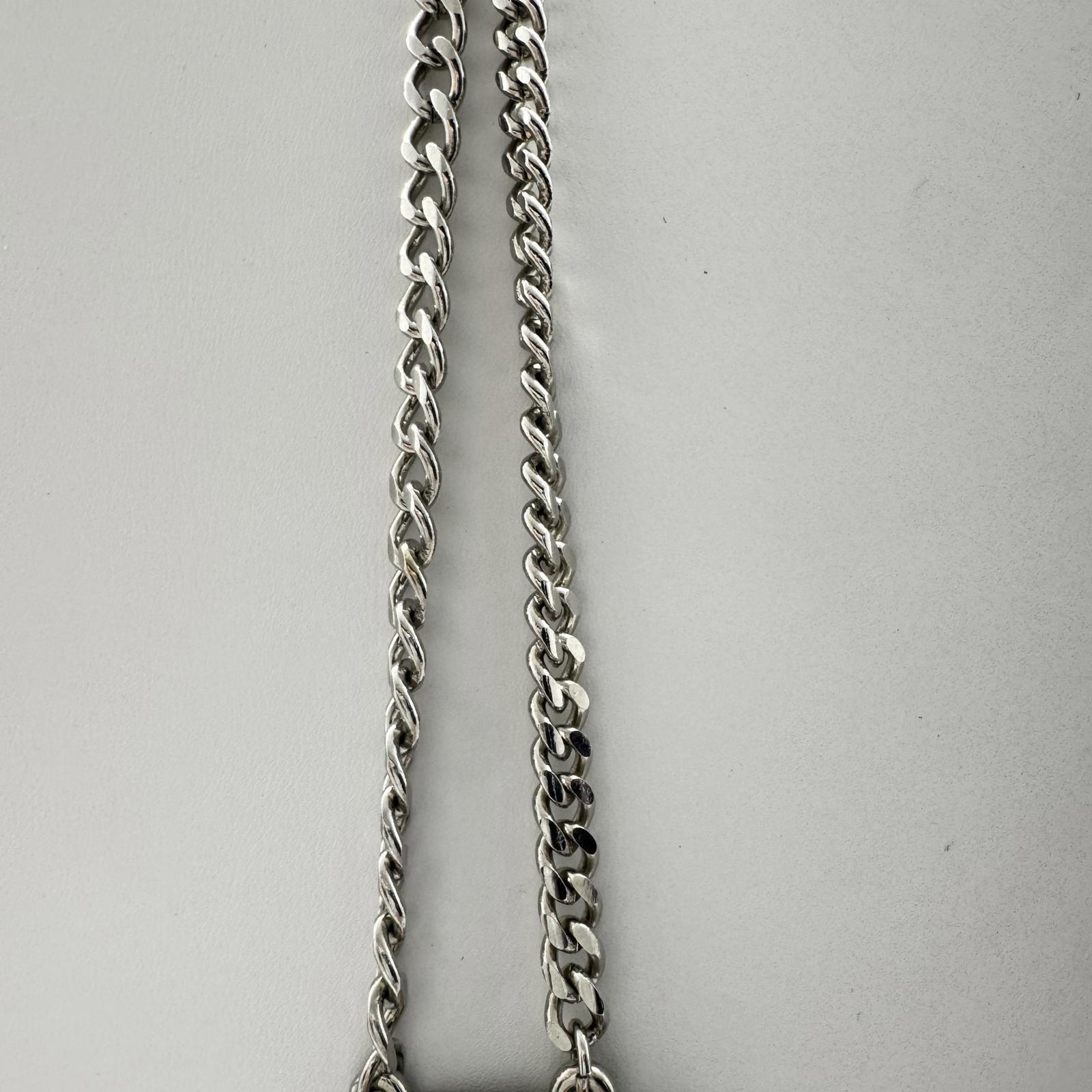 Express Silver-Tone Triangle Statement Necklace, Bold Geometric Double Chain