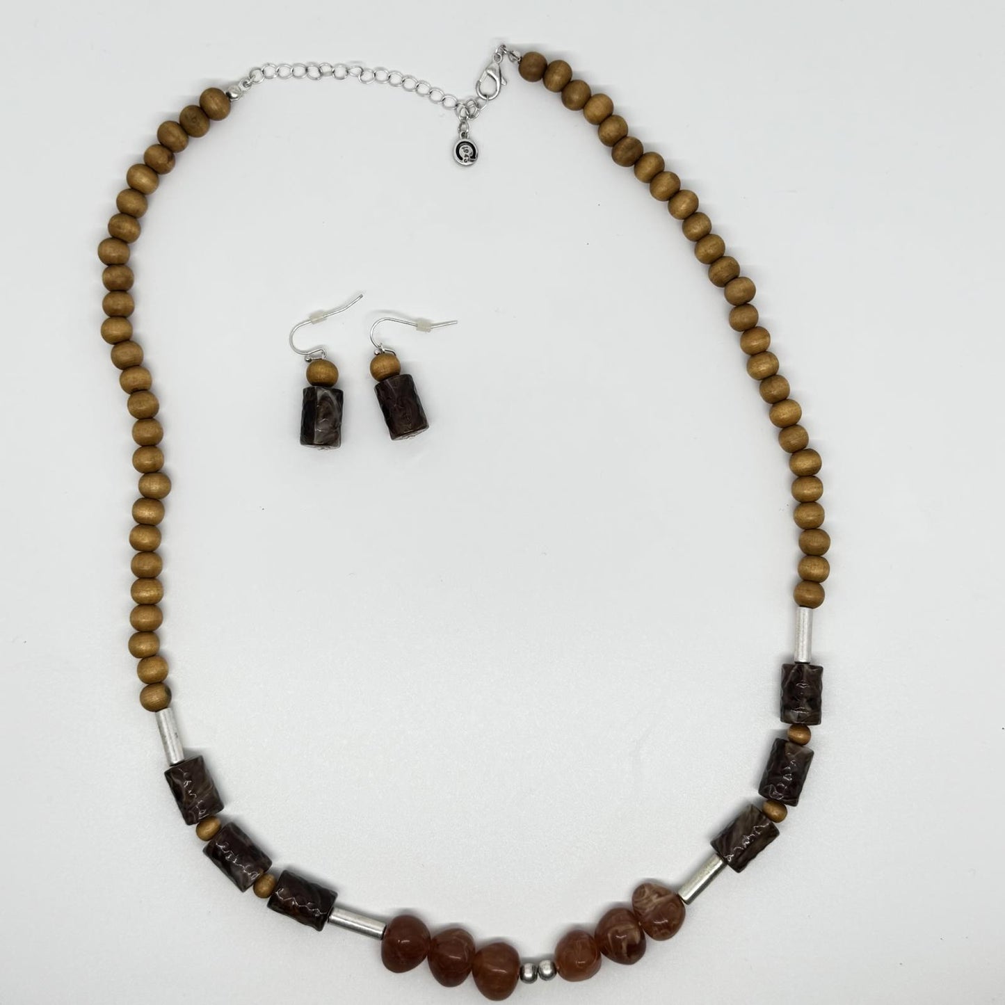 Handcrafted Bohemian Necklace & Earring Set – Earthy Beaded Jewelry Gift