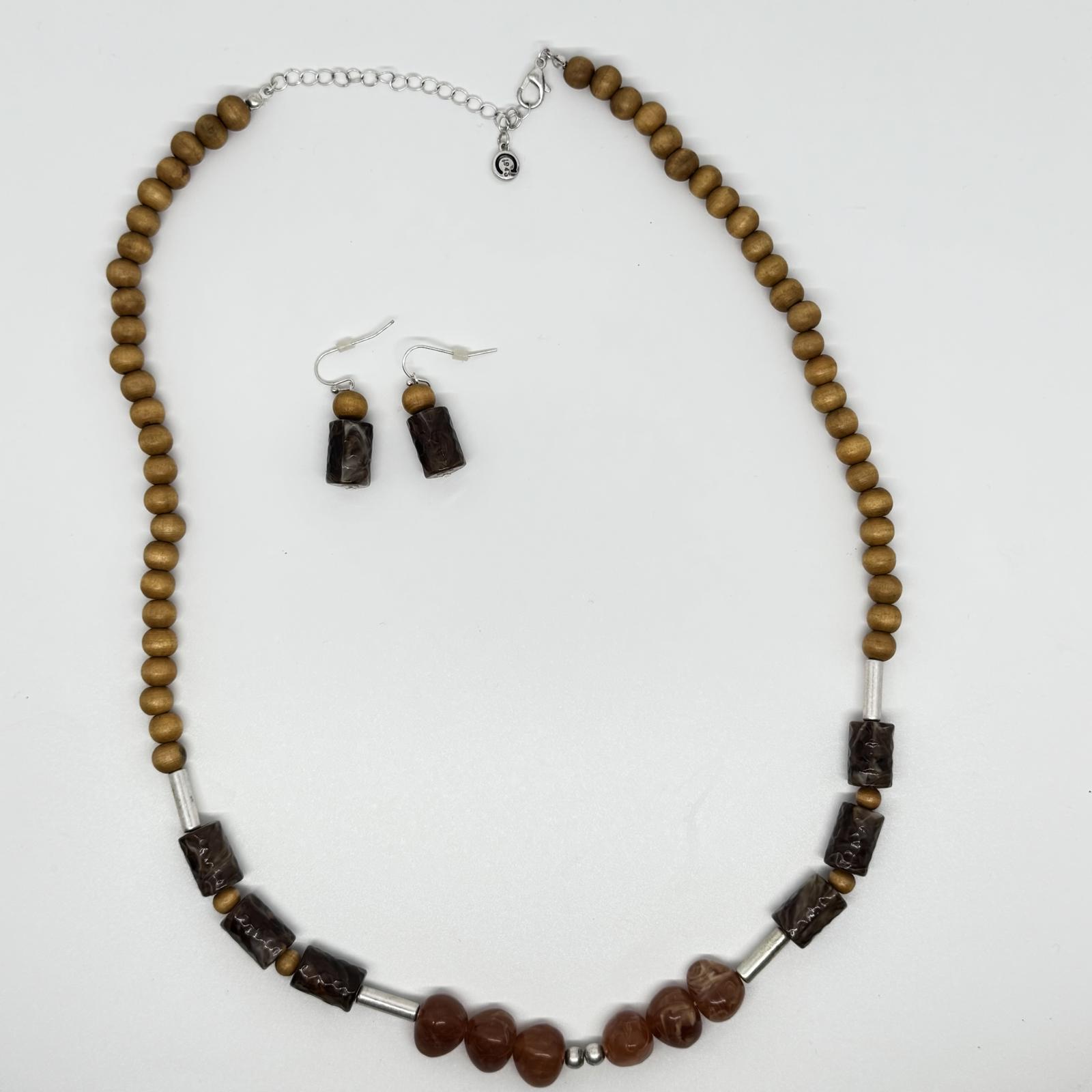 Handcrafted Bohemian Necklace & Earring Set – Earthy Beaded Jewelry Gift