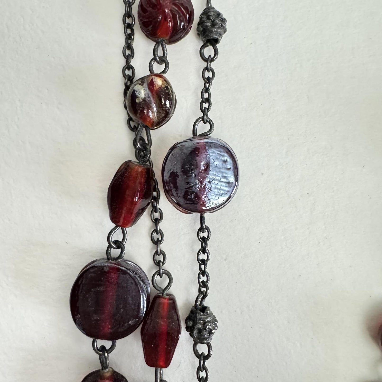 Vintage Red Beaded Statement Necklace – Bold Layered Jewelry