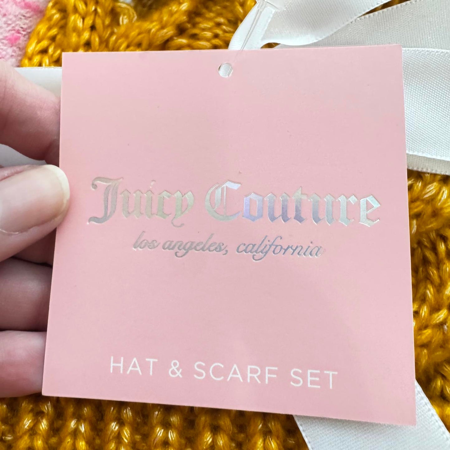 Juicy Couture Yellow Pink and Purple Beanie and Scarf Set Gift Set NWT