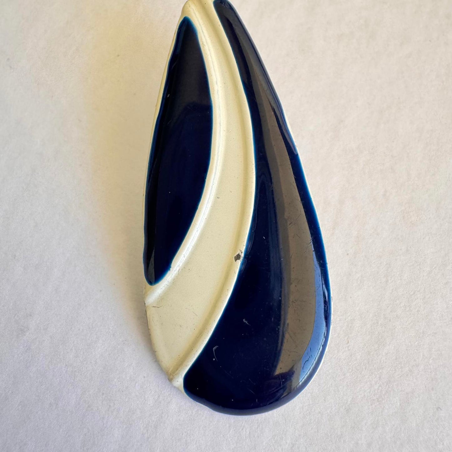 Vintage Elegant Navy and White Drop Enamel Earrings