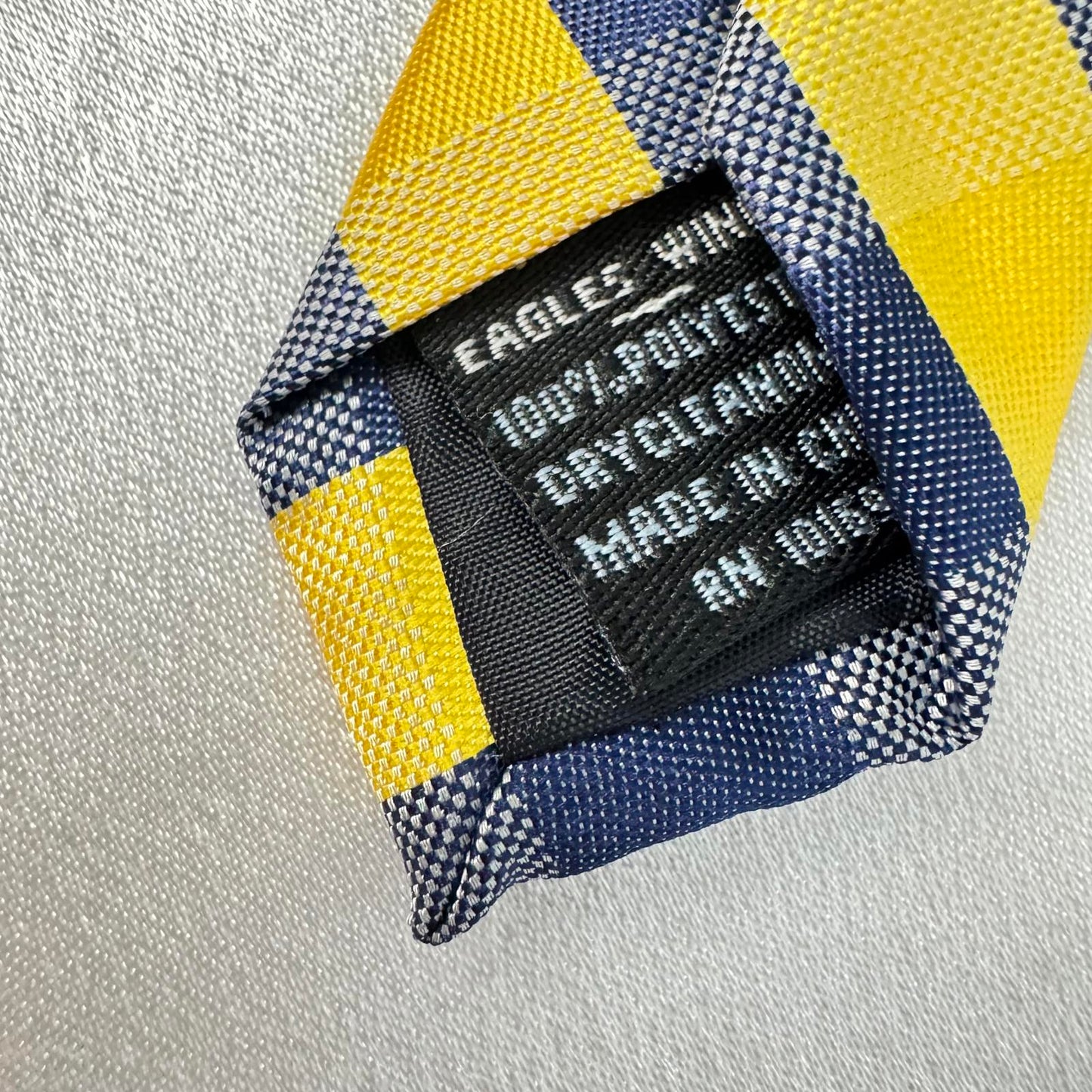 Eagles Wings Yellow & Navy Plaid Tie with Michigan Logo