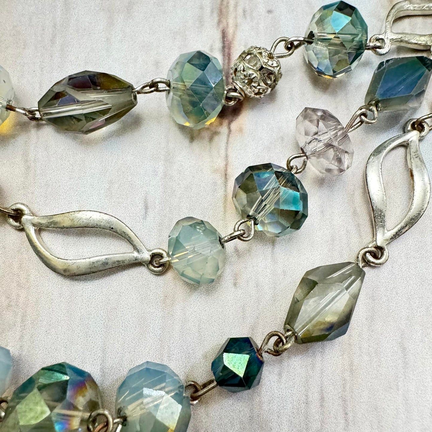 Elegant Multi-Layered Beaded Seafoam Green Color Necklace with Stud Earrings