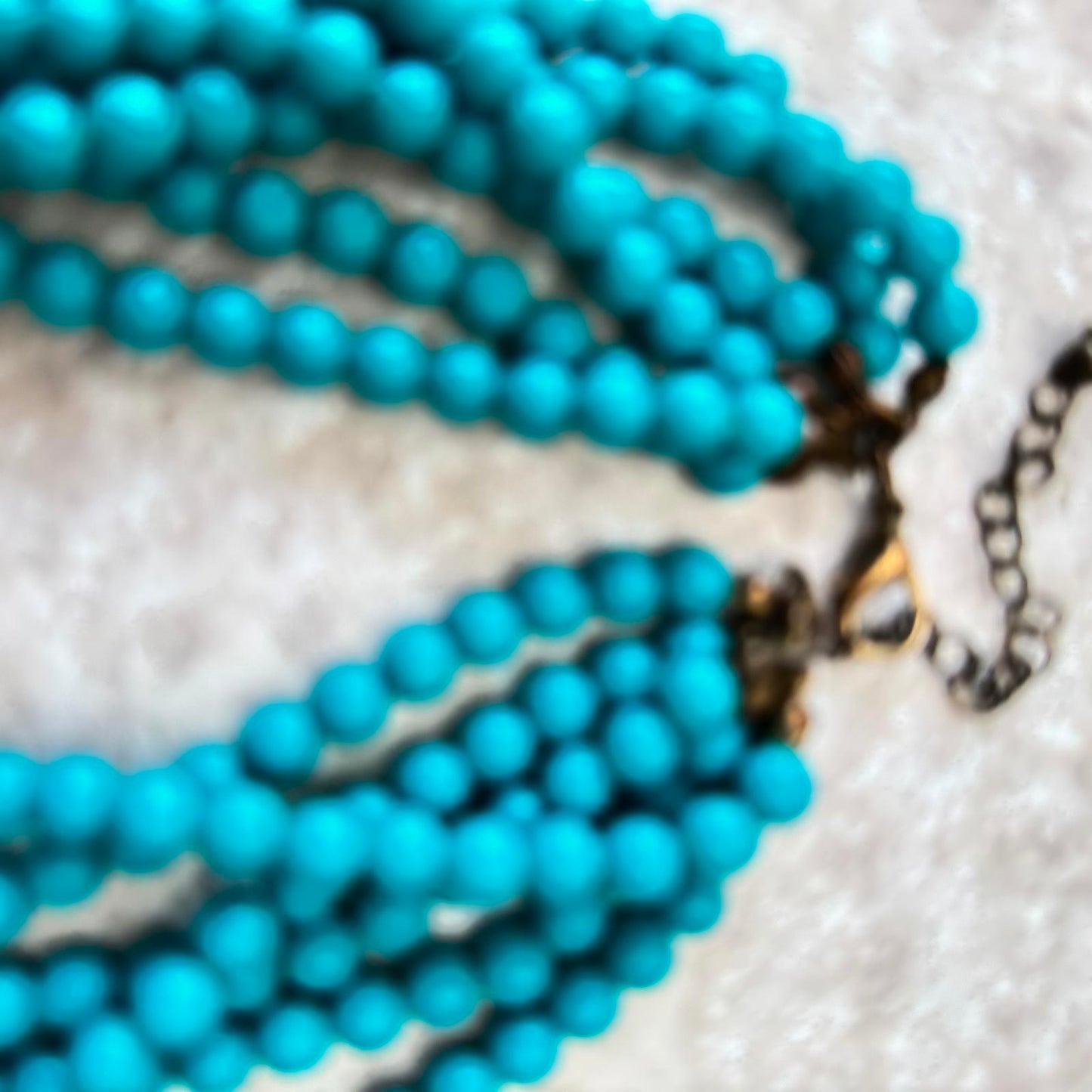 Vibrant Turquoise Color Multi-Strand Beaded Necklace Boho Beach Vibe