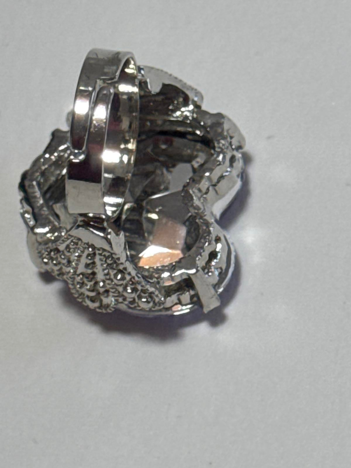 Big Purple Heart Bling Ring – Vintage Style Statement Costume Jewelry Adjustable