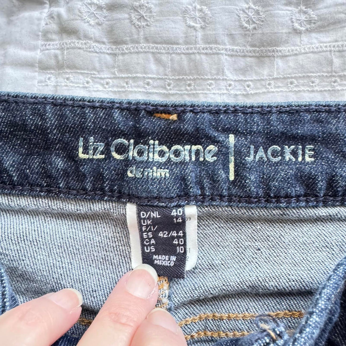Liz Claiborne Jackie Jeans Women’s 14S Blue Bootcut Denim Stretch Mid Rise Logo