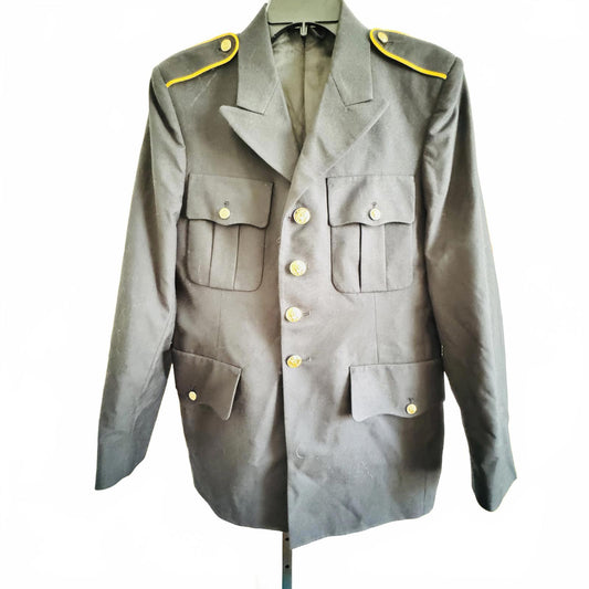 Military Dress Jacket Navy Gold Button Blazer 37R Epaulets Uniform Style New