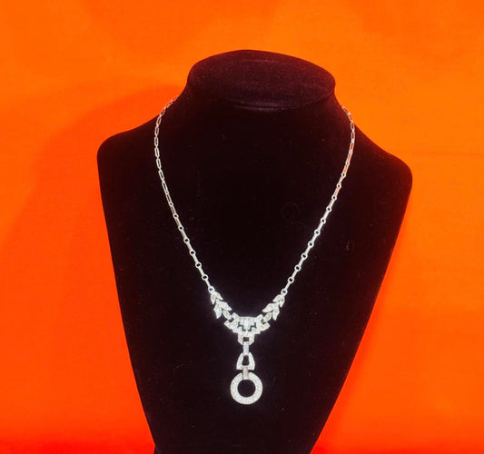 Vintage Rhinestone Necklace with Pendant