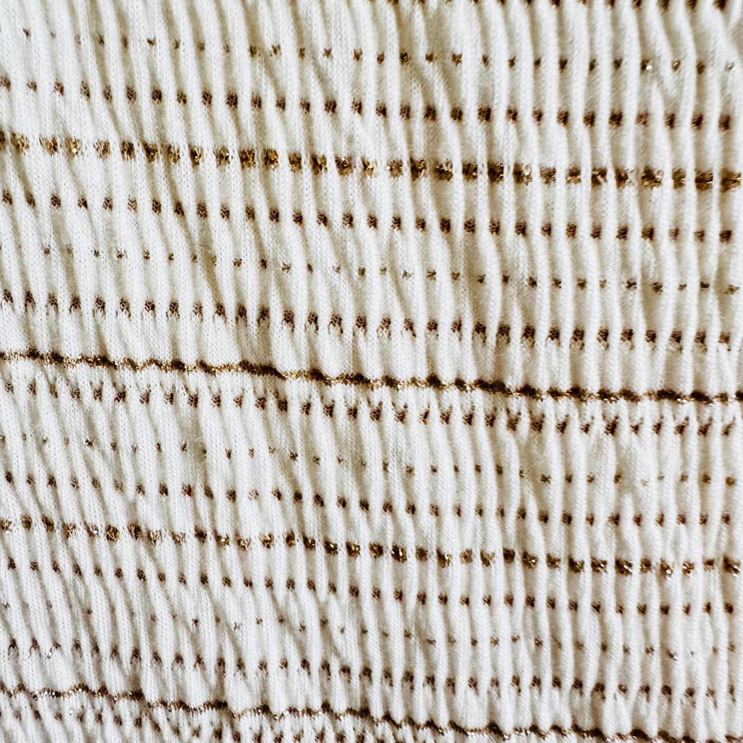 LOFT Square Neck Top Women’s M Beige White Long Sleeve Puff Shoulder Knit