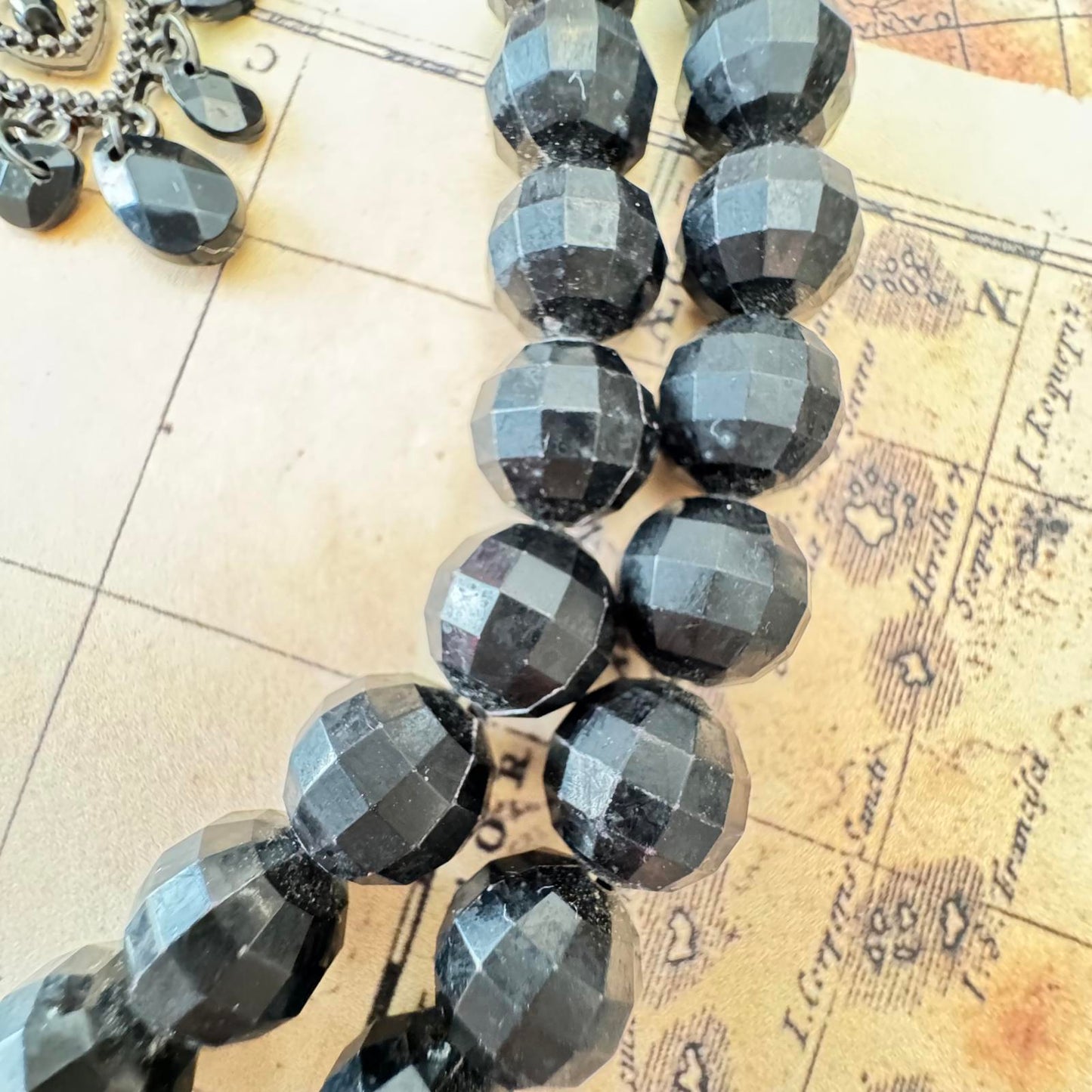 Elegant Black Beaded Necklace and Coordinating Earring Set