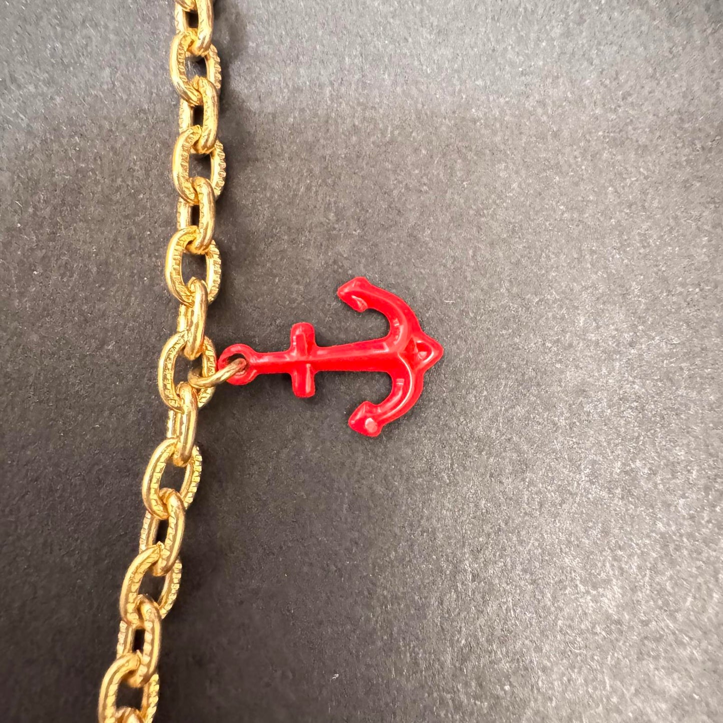 Nautical Charm Necklace – Sailboat & Anchor on Gold Tone Chain, Coastal Style