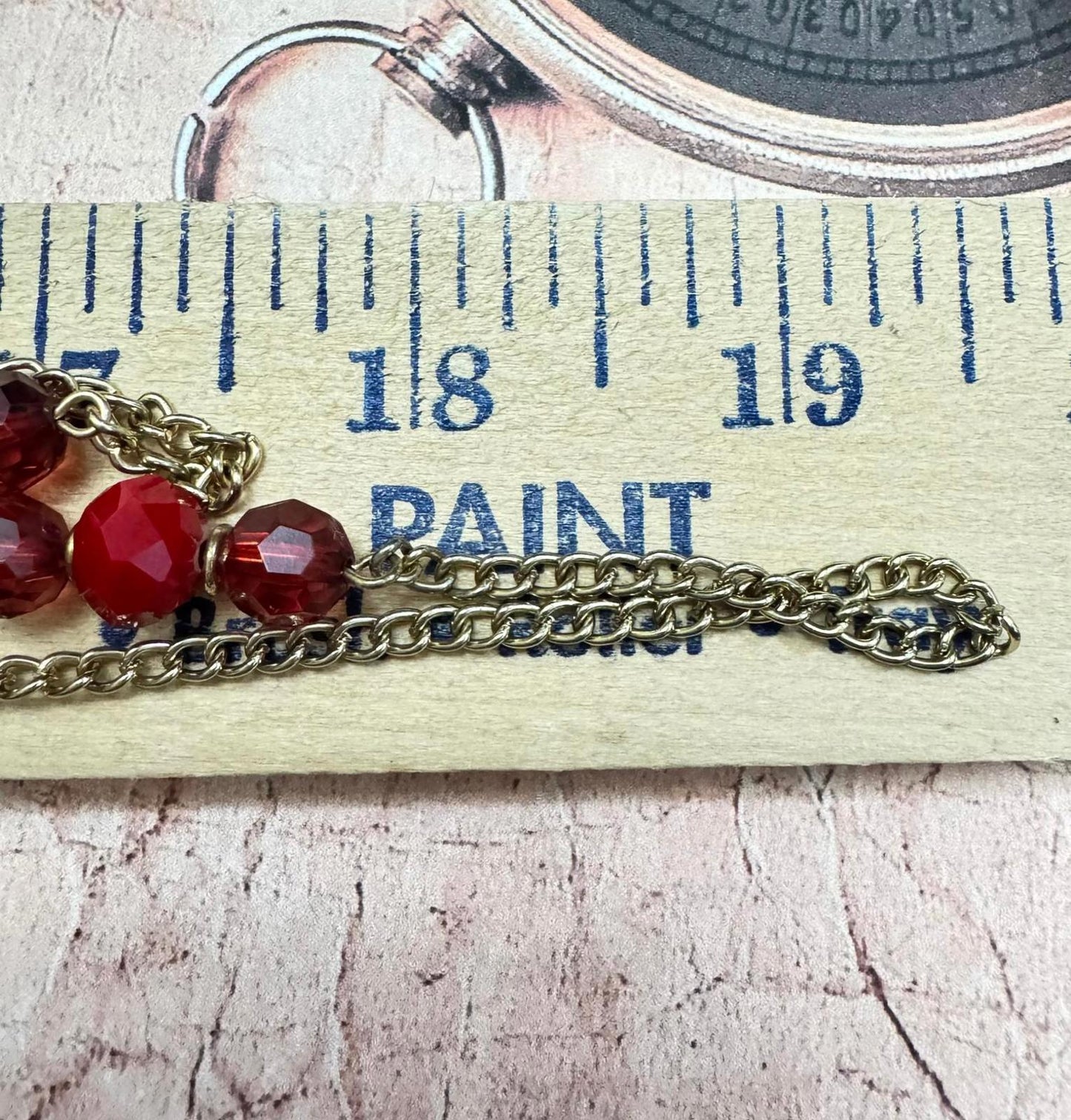 Elegant Vintage Red Rhinestone Earrings and Necklace Set